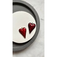 Подвеска "Сердце-клубничка", цветная эмаль