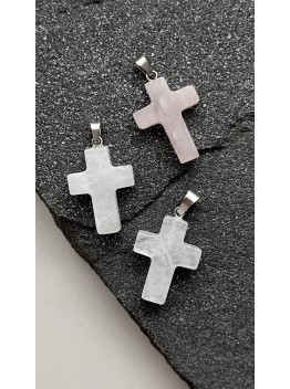Подвеска "Крест" из натурального кварца