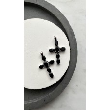 Подвеска "Крест" с черными цирконами