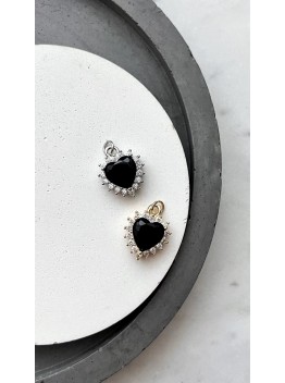 Подвеска "Сердце" черный циркон