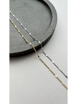 Цепь тонкая плоская с пайетками в форме сердец, 2мм